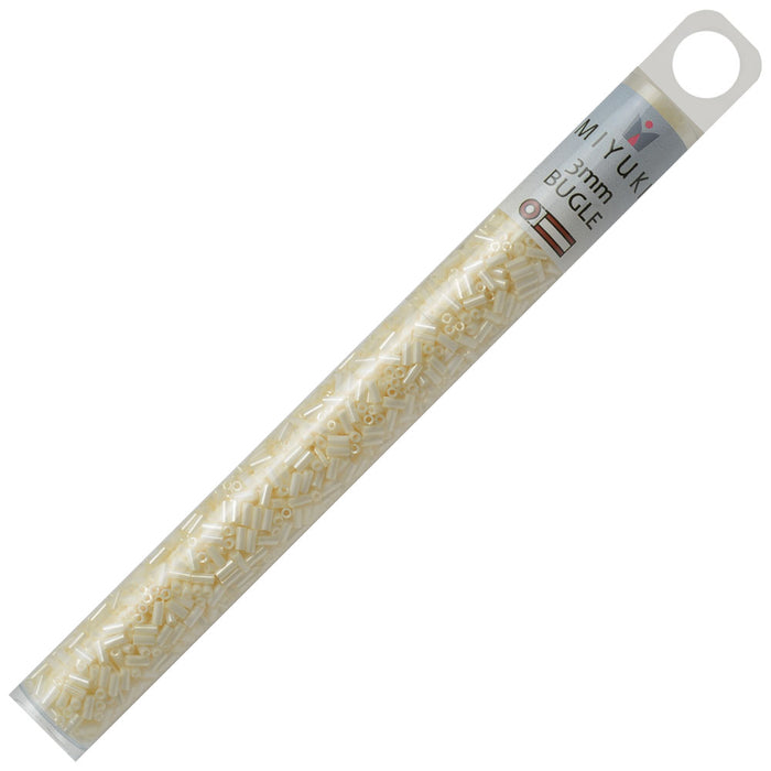 Miyuki Bugle Tube Beads, Cylinder Size #1 3x1.5mm, Ceylon Light Yellow (19.5 Grams)