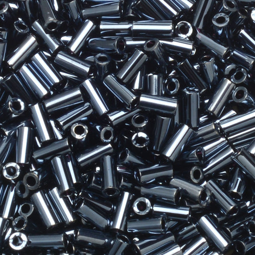 Miyuki Bugle Tube Beads, Cylinder Size #1 3x1.5mm, Gunmetal (19.5 Grams)