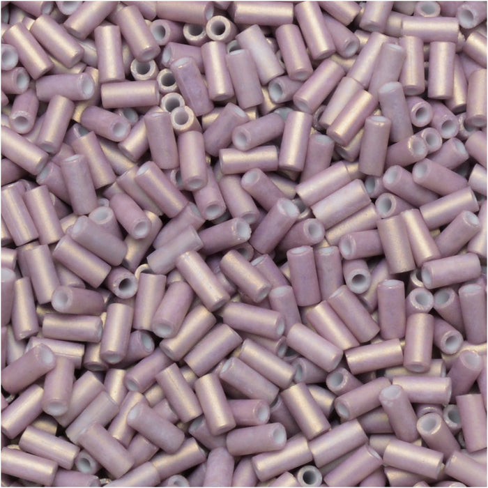 Miyuki Bugle Tube Beads, Cylinder Size #1 3x1.5mm, Matte Antique Rose (19.5 Grams)