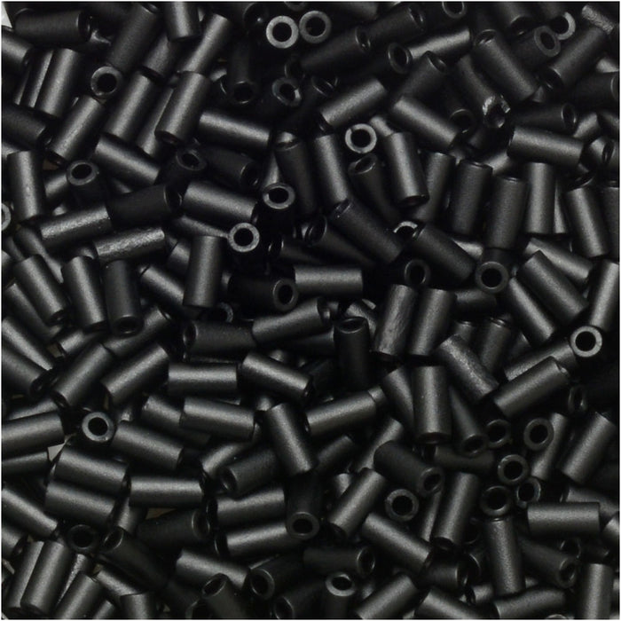 Miyuki Bugle Tube Beads, Cylinder Size #1 3x1.5mm, Matte Black (19.5 Grams)