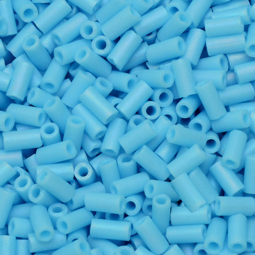 Miyuki Bugle Tube Beads, Cylinder Size #1 3x1.5mm, Matte Opaque Turquoise Blue (19.5 Grams)