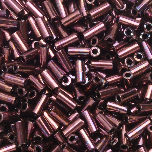 Miyuki Bugle Tube Beads, Cylinder Size #1 3x1.5mm, Metallic Dark Raspberry (19.5 Grams)