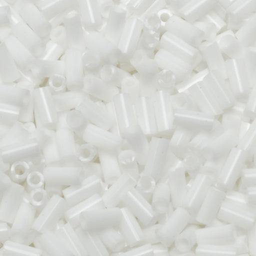 Miyuki Bugle Tube Beads, Cylinder Size #1 3x1.5mm, Opaque White (19.5 Grams)
