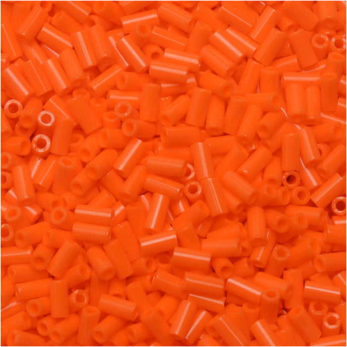 Miyuki Bugle Tube Beads, Cylinder Size #1 3x1.5mm, Orange (19.5 Grams)