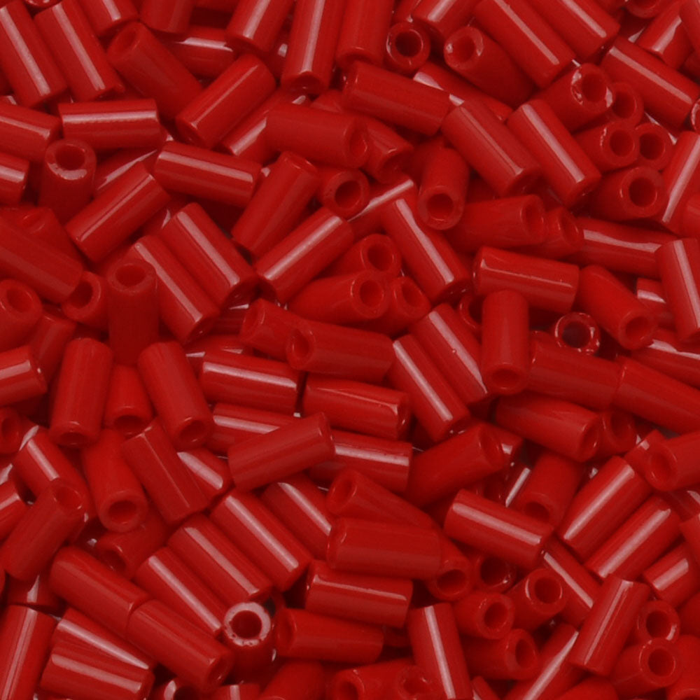Miyuki Bugle Tube Beads, Cylinder Size #1 3x1.5mm, Red (19.5 Grams)