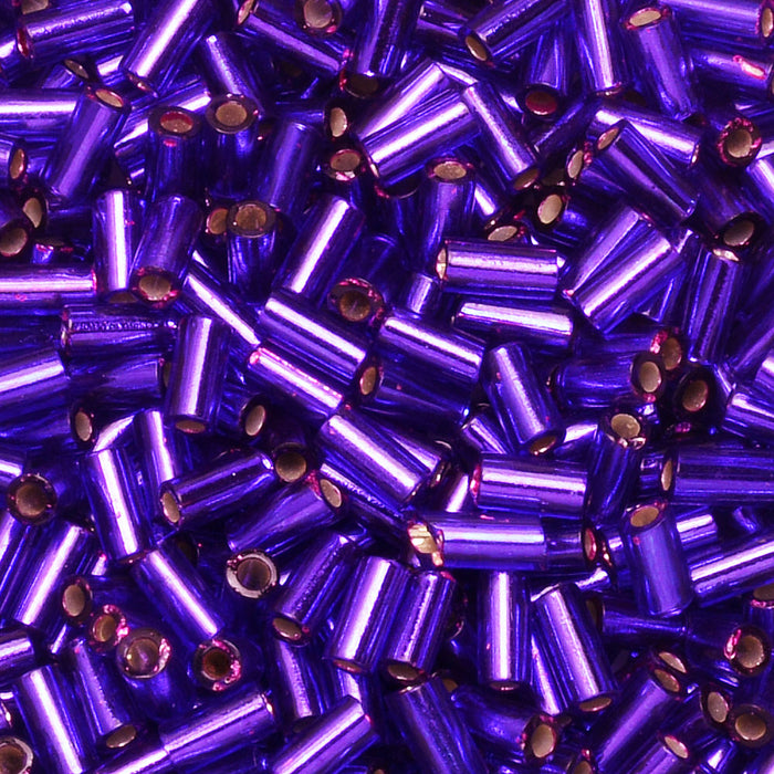 Miyuki Bugle Tube Beads, Cylinder Size #1 3x1.5mm, Silver Lined Violet (19.5 Grams)