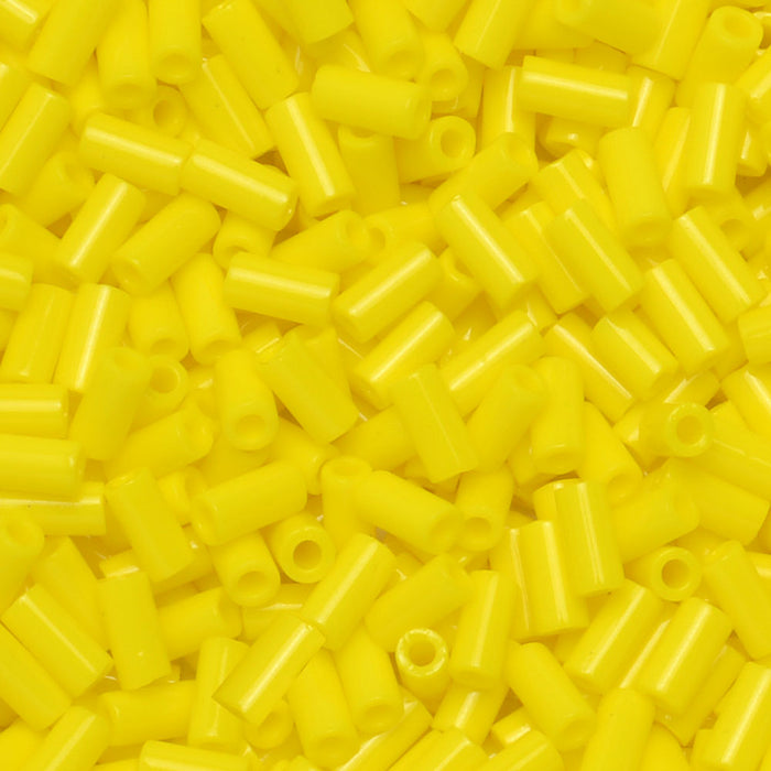 Miyuki Bugle Tube Beads, Cylinder Size #1 3x1.5mm, Yellow (19.5 Grams)