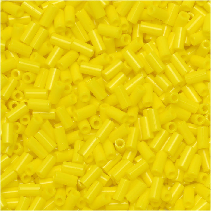 Miyuki Bugle Tube Beads, Cylinder Size #1 3x1.5mm, Yellow (19.5 Grams)