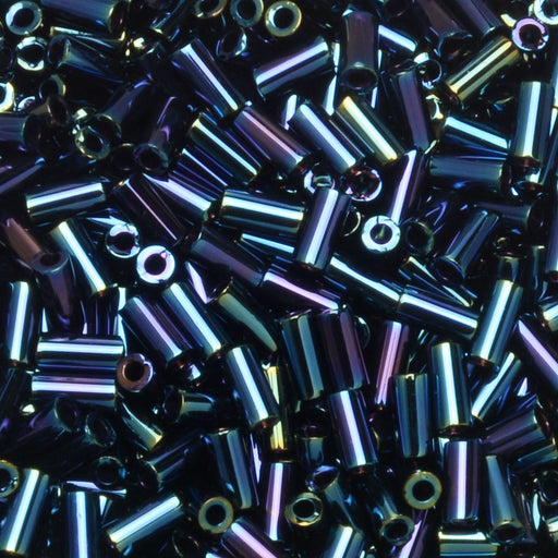 Miyuki Bugle Tube Beads, Cylinder Size #1 3x1.5mm, Metallic Blue (19.5 Grams)