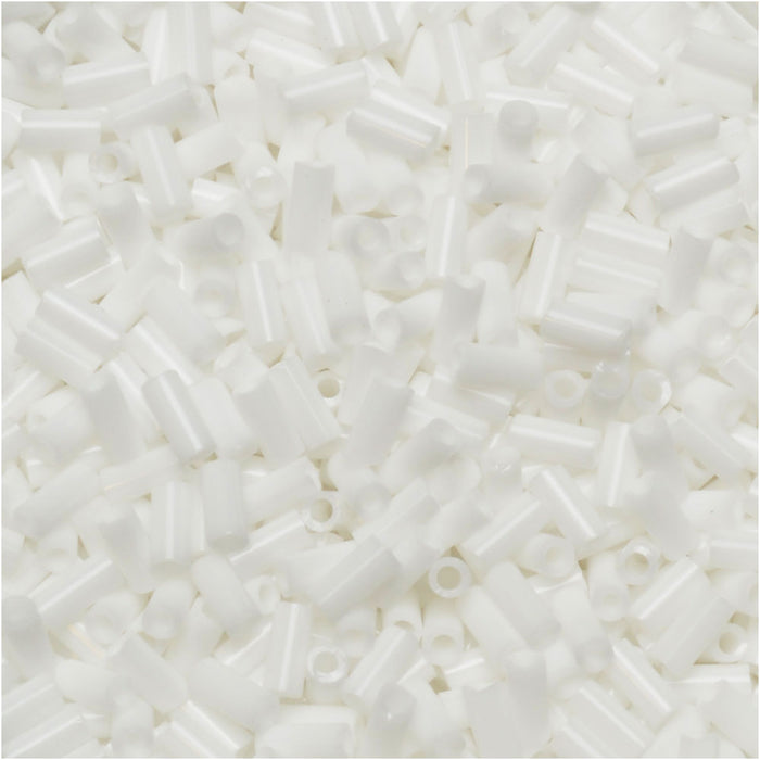 Miyuki Bugle Tube Beads, Cylinder Size #1 3x1.5mm, Opaque White (19.5 Grams)