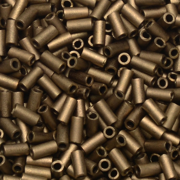 Miyuki Bugle Tube Beads, Cylinder Size #1 3x1.5mm, Matte Metallic Dark Bronze (19.5 Grams)