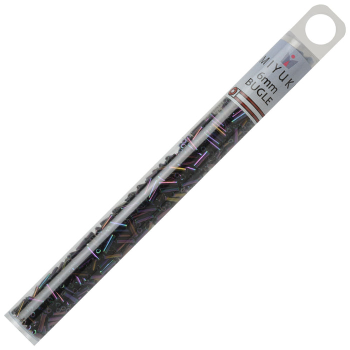 Miyuki Bugle Tube Beads, Cylinder Size #2 6x1.5mm, Purple Iris (17 Grams)