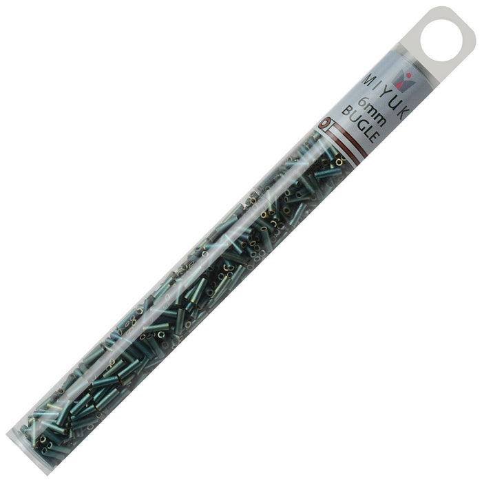 Miyuki Bugle Tube Beads, Cylinder Size #2 6x1.5mm, Matte Metallic Patina Iris (17 Grams)