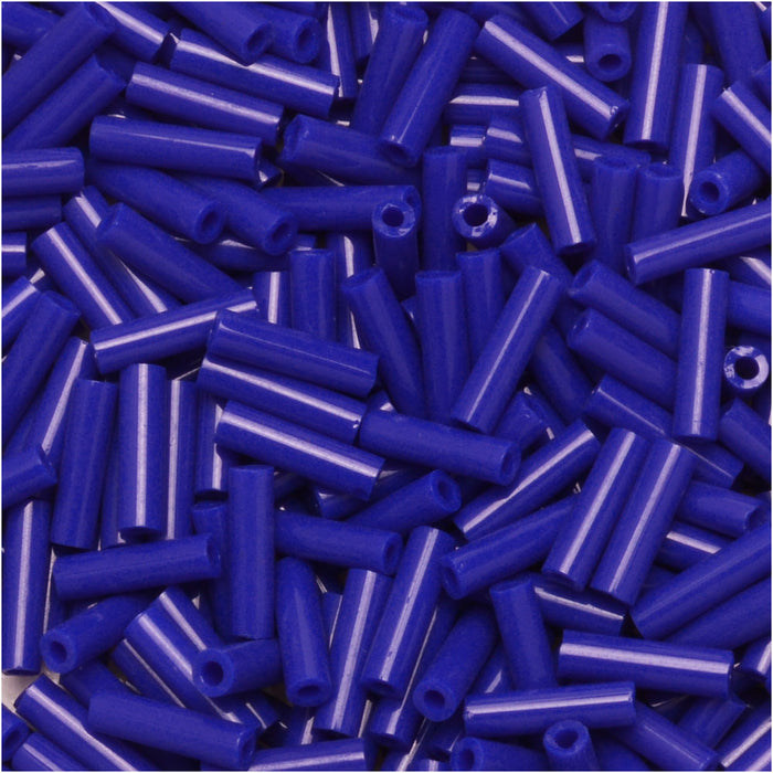 Miyuki Bugle Tube Beads, Cylinder Size #2 6x1.5mm, Opaque Cobalt (17 Grams)
