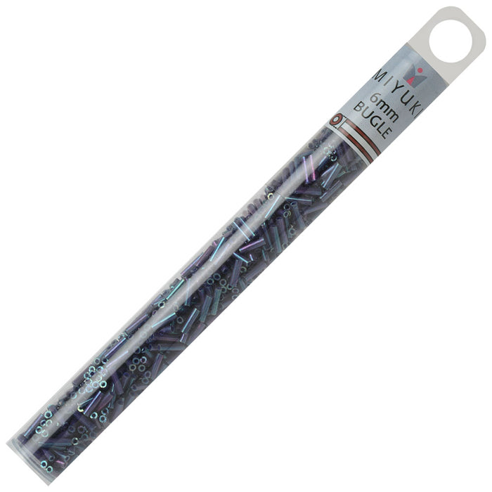 Miyuki Bugle Tube Beads, Cylinder Size #2 6x1.5mm, Opaque Eggplant AB (17 Grams)