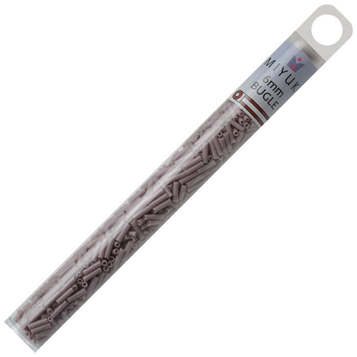Miyuki Bugle Tube Beads, Cylinder Size #2 6x1.5mm, Opaque Mauve (17 Grams)