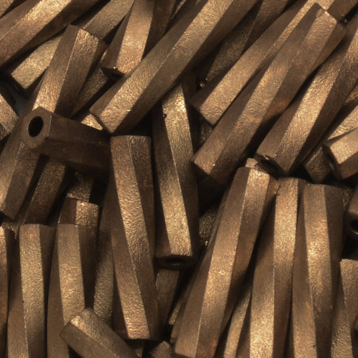 Miyuki Bugle Tube Beads, Twisted Cylinder 12x2.7mm, Matte Metallic Dark Bronze (13 Grams)