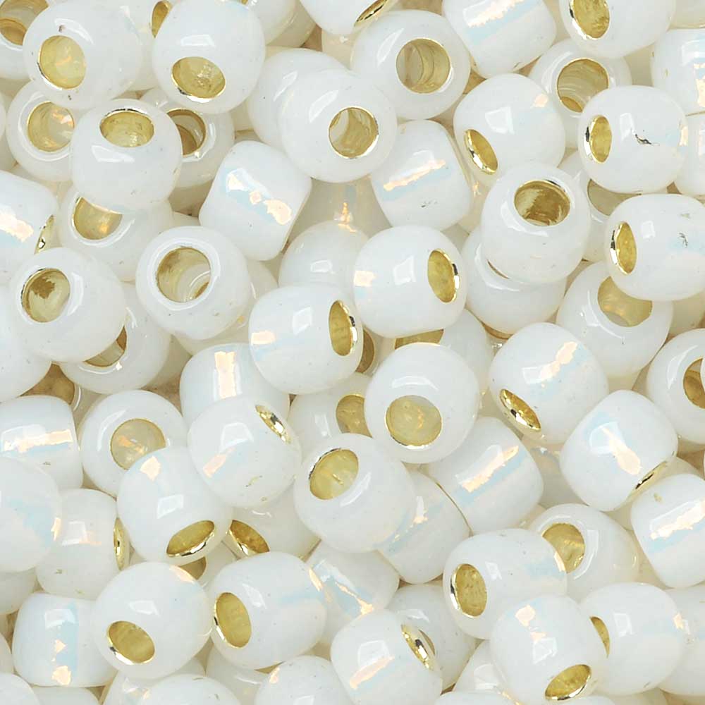 Toho Seed Beads, Round 6/0 #2100 'Silver Lined Milky White' (8 Grams)
