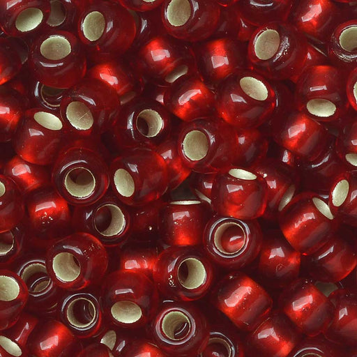 Toho Seed Beads, Round 6/0 #25CF 'Silver Lined Frosted Ruby' (8 Grams)