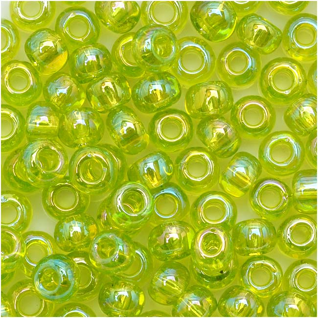 Toho Round Seed Beads 6/0 164 'Transparent Rainbow Lime Green' 8 Gram Tube