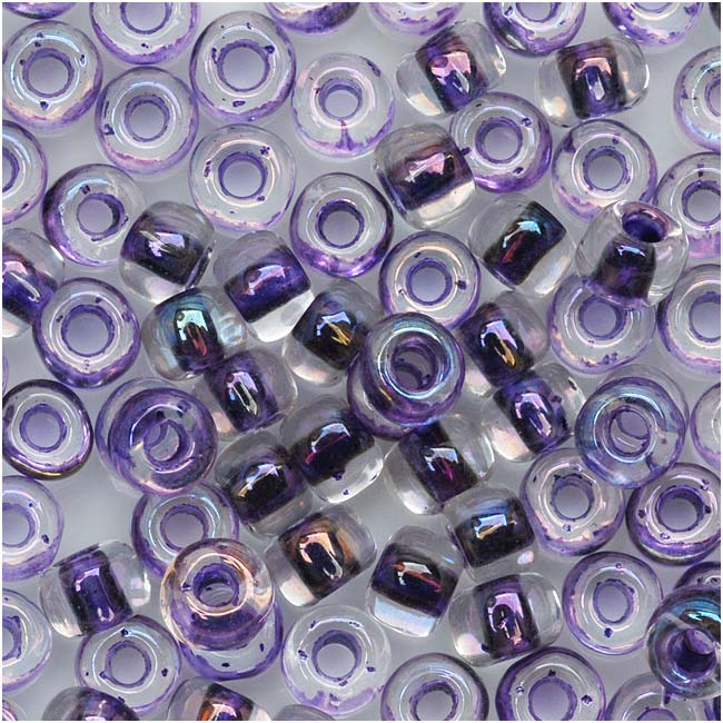 Toho Round Seed Beads 6/0 181 'Rainbow Crystal/Tanzanite Lined' 8 Gram Tube