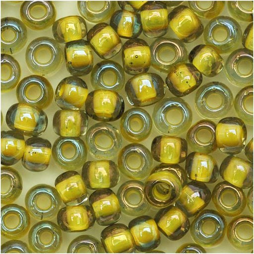 Toho Round Seed Beads 6/0 246 'Luster Black Diamond/Opaque Yellow Lined' 8 Gram Tube