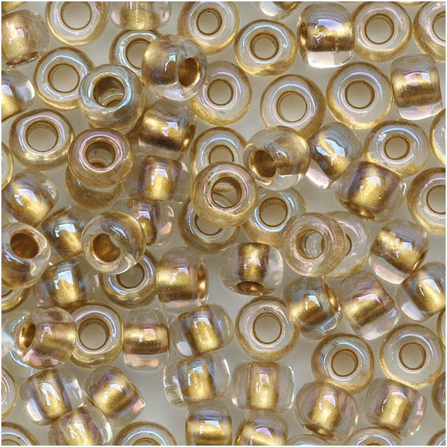 Toho Round Seed Beads 6/0 262 'Crystal/Gold Lined' 8 Gram Tube
