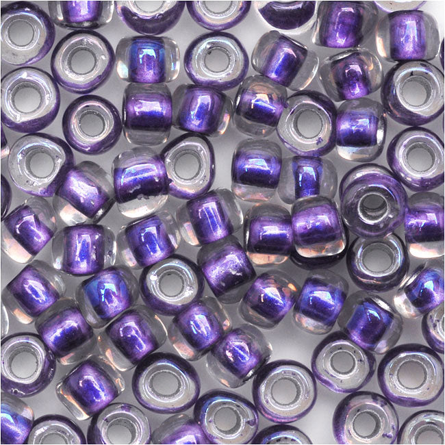 Toho Round Seed Beads 6/0 265 'Rainbow Crystal/Metallic Purple Lined' 8 Gram Tube