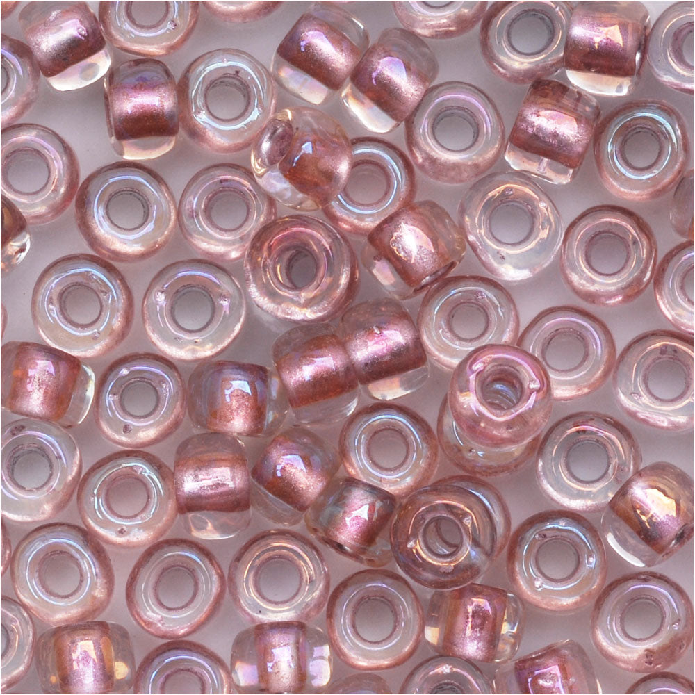 rose gold seed beads Toho Round Seed Beads 6/0 267 'Crystal/Rose Gold Lined' 8 Gram Tube — Beadaholique