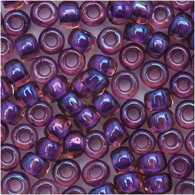 Toho Round Seed Beads 6/0 928 'Rainbow Rosaline/Opaque Purple Lined' 8 Gram Tube