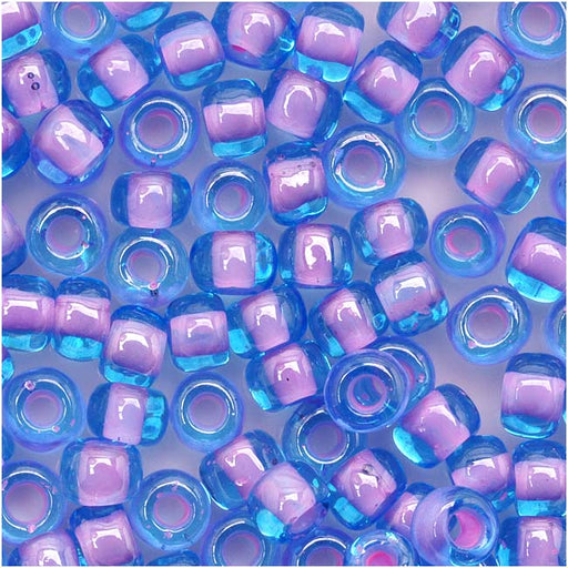 Toho Round Seed Beads 6/0 937 'Aqua/Bubble Gum Pink Lined' 8 Gram Tube