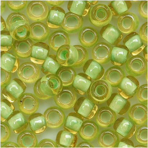 Toho Round Seed Beads 6/0 945 'Jonquil/Mint Julep Lined' 8 Gram Tube