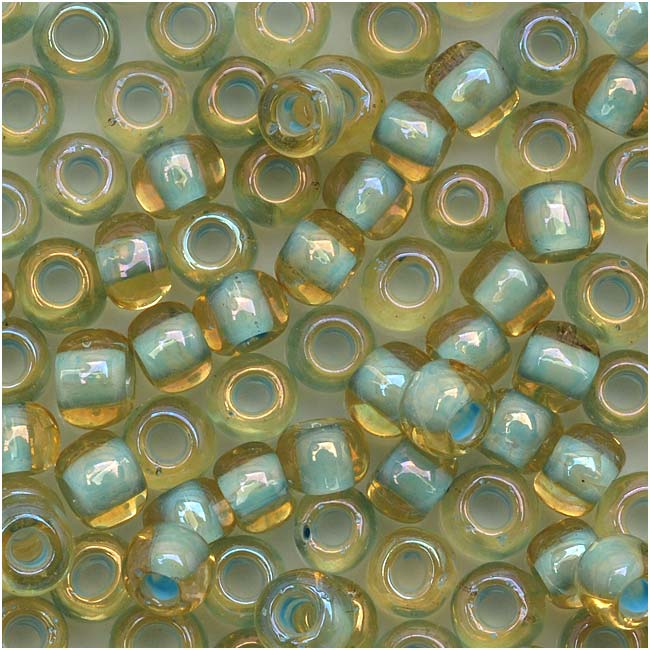 Toho Round Seed Beads 6/0 952 'Rainbow Lt Topaz/Sea Foam Lined' 8 Gram Tube