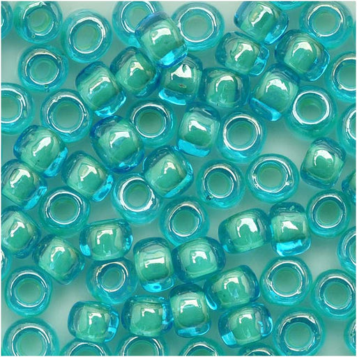 Toho Round Seed Beads 6/0 954 'Aqua/Lt Jonquil Lined' 8 Gram Tube
