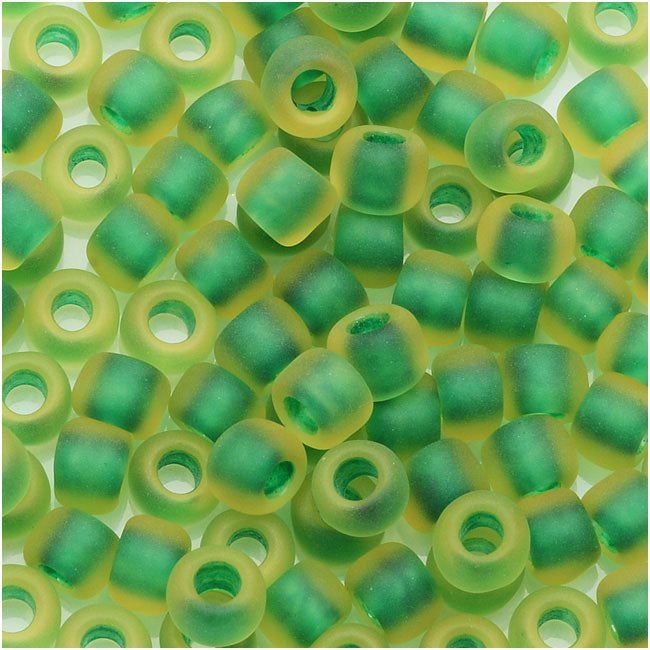 Toho Round Seed Beads 6/0 #242F - Jonquil/Emerald Lined With Frosted Inside (8g)