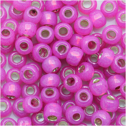 Toho Round Seed Beads 6/0 #2107 Silver Lined Milky Hot Pink (8