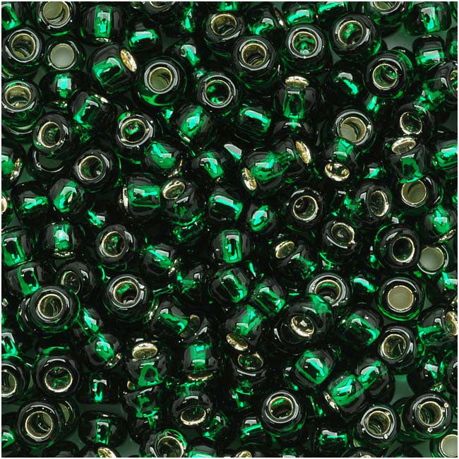 Toho Round Seed Beads 8/0 36 'Silver Lined Green Emerald' 8 Gram Tube