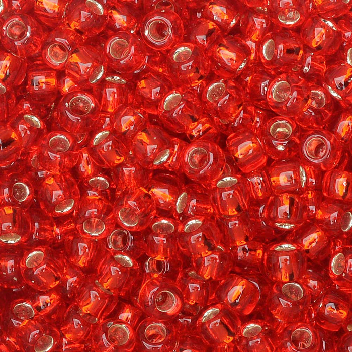 Toho Seed Beads, Round 8/0 #25B 'Silver Lined Siam Ruby' (8 Grams)