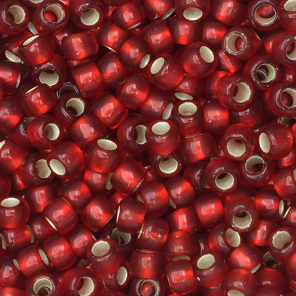 Toho Seed Beads, Round 8/0 #25CF 'Silver Lined Frosted Ruby' (8 Grams)