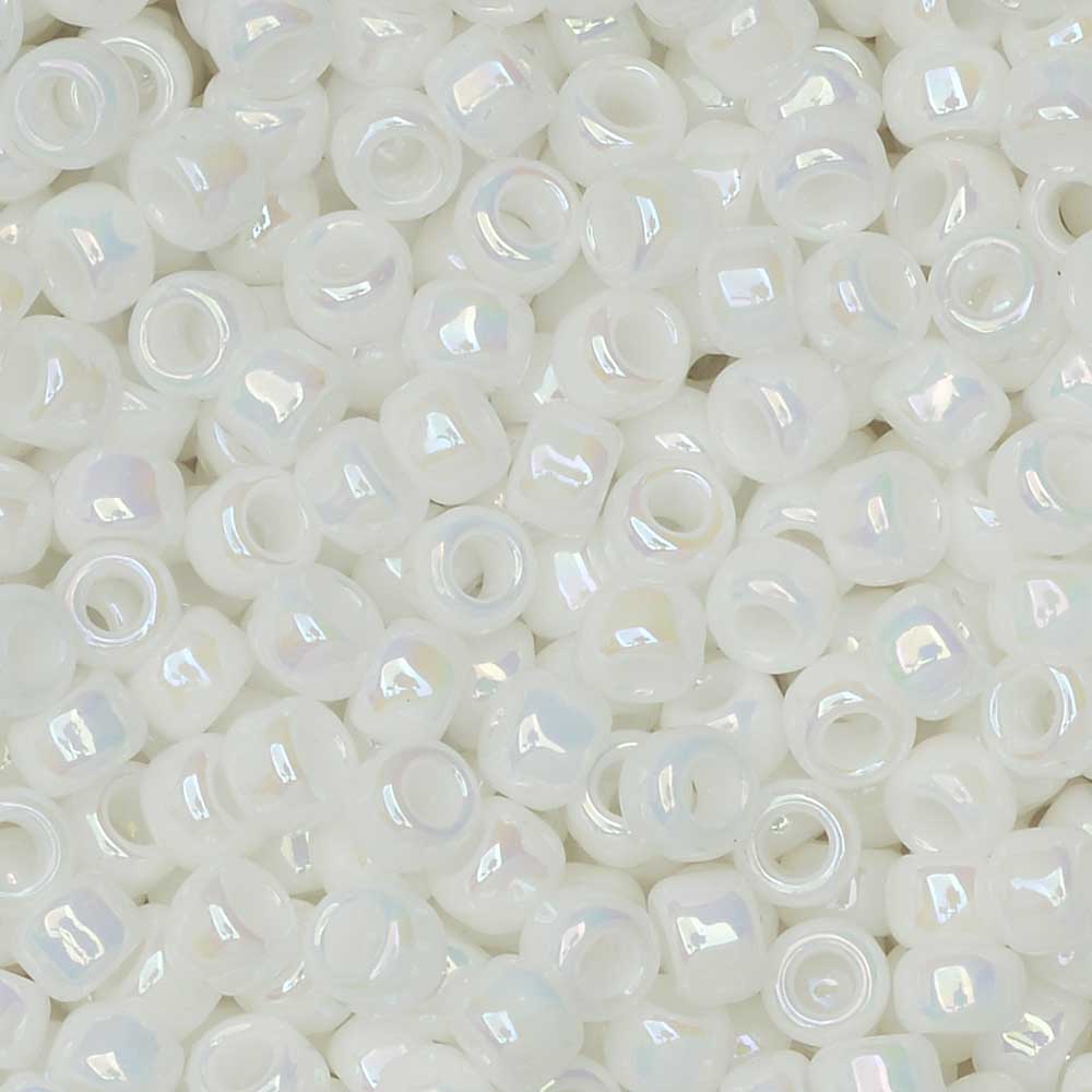 Toho Seed Beads, Round 8/0 #401 'Opaque Rainbow White' (8 Grams)