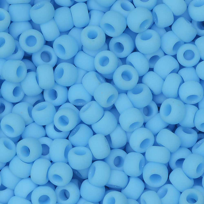 Toho Seed Beads, Round 8/0 #43F 'Opaque Frosted Blue Turquoise' (8 Grams)
