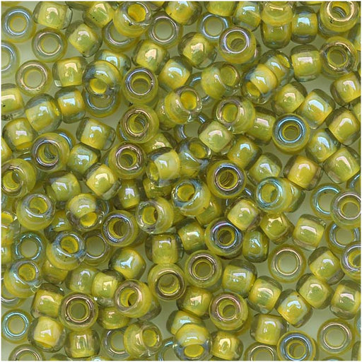 Toho Round Seed Beads 8/0 #246 'Luster Black Diamond/Opaque Yellow Lined' 8 Gram Tube