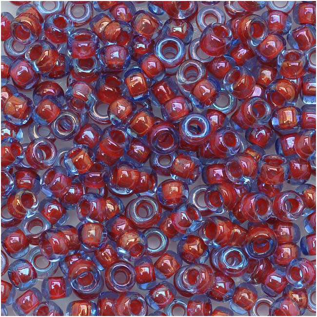 Toho Round Seed Beads 8/0 304 'Lt Sapphire/Hyacinth Lined' 8 Gram Tube