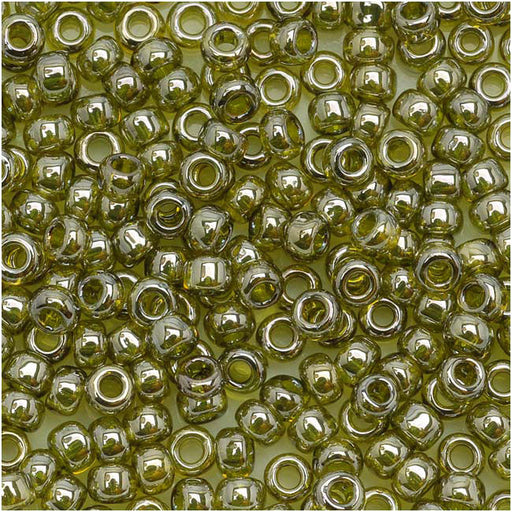 Toho Round Seed Beads 8/0 457 'Gold Lustered Green Tea' 8 Gram Tube