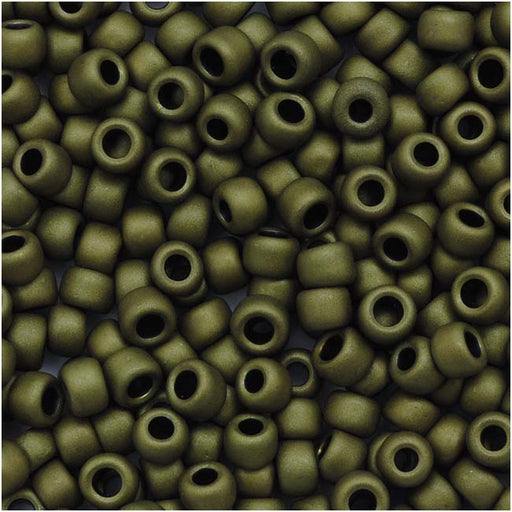Toho Round Seed Beads 8/0 617 'Matte Dark Olive' 8 Gram Tube