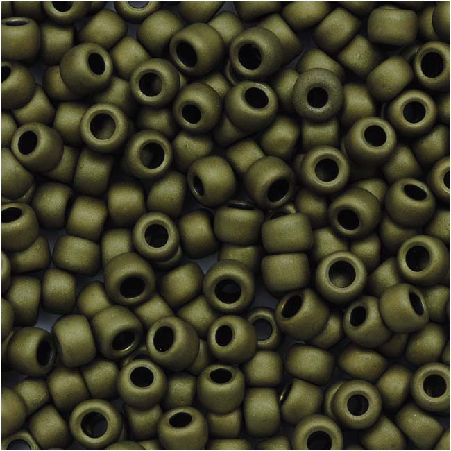 Toho Round Seed Beads 8/0 617 'Matte Dark Olive' 8 Gram Tube