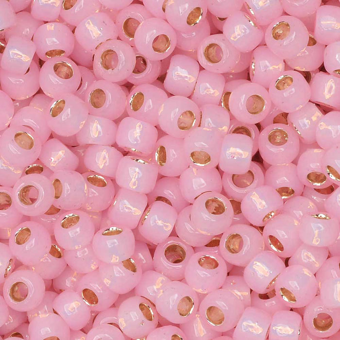 Toho Seed Beads, Round 8/0 #PF2105 'PermaFinish Silver Lined Milky Baby Pink' (8 Grams)