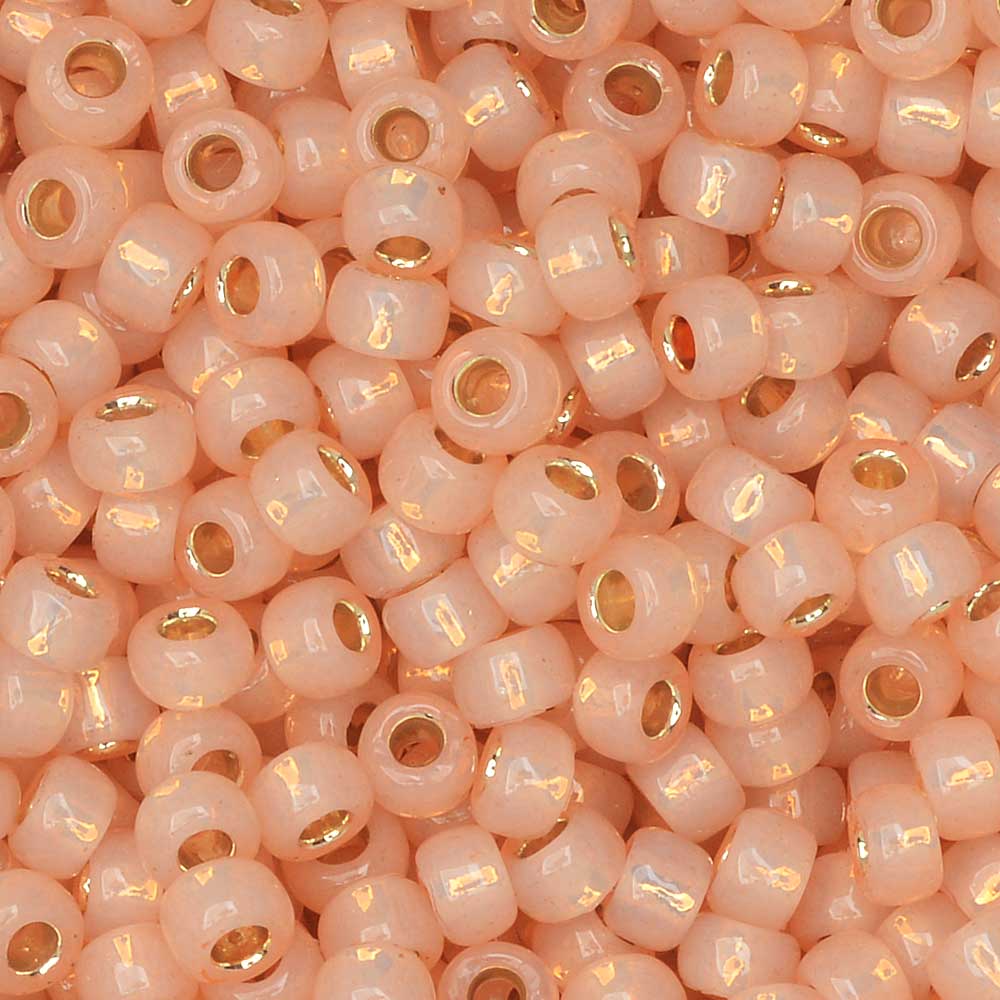 Toho Seed Beads, Round 8/0 #PF2111 'PermaFinish Silver Lined Milky Peach' (8 Grams)
