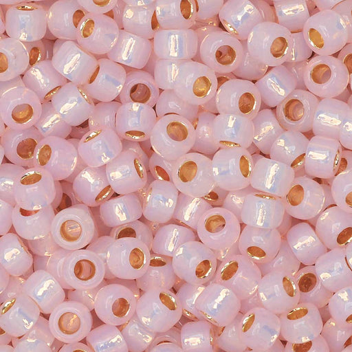 Toho Seed Beads, Round 8/0 #PF2120 'PermaFinish Silver Lined Milky Soft Pink' (8 Grams)