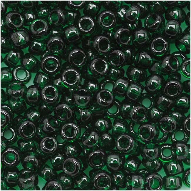Toho Round Seed Beads 8/0 939 'Transparent Green Emerald' 8 Gram Tube